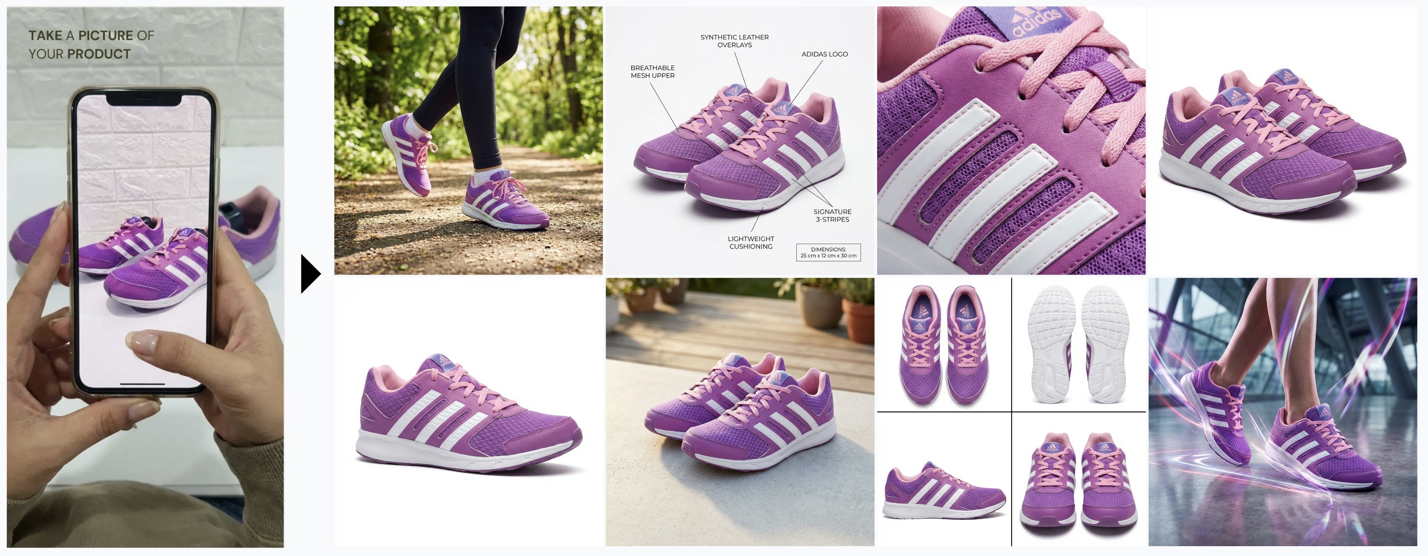 AI-generated shoe product photos